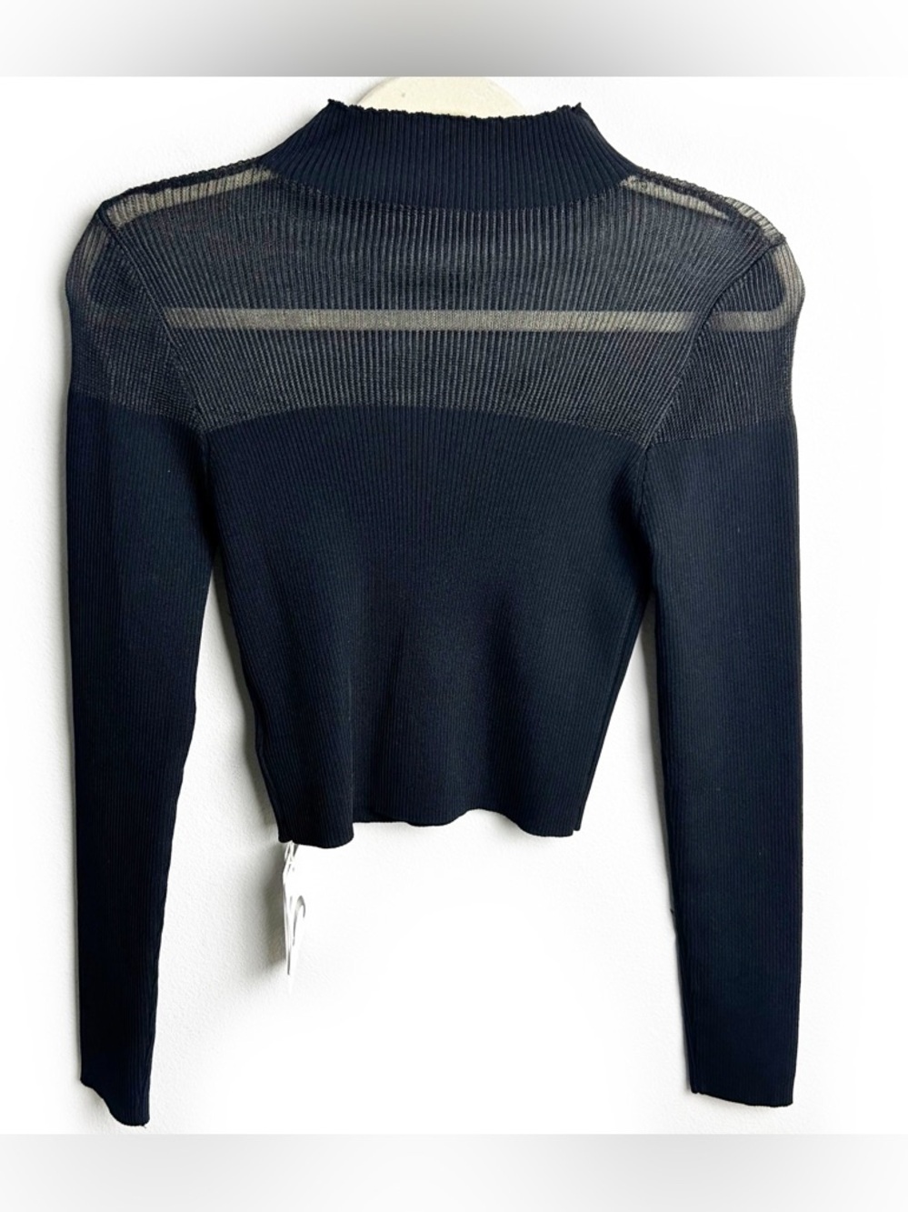 NWT Commense black long-sleeve sweater rib knit blouse black size: L